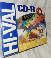 Hi-Val CD-R 12× Jewel Case 10 Pk 80 Mins 700 MB Capacity 1-12x Compatable