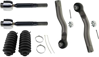 6pc Inner & Outer Tie Rod + Rack Boots for 2008 2009-2019 Toyota Tundra Sequoia