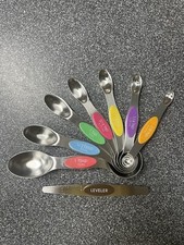 Magnetic Dual Sided Measuring Spoons with Leveler Set of 8 Multicolored NEW