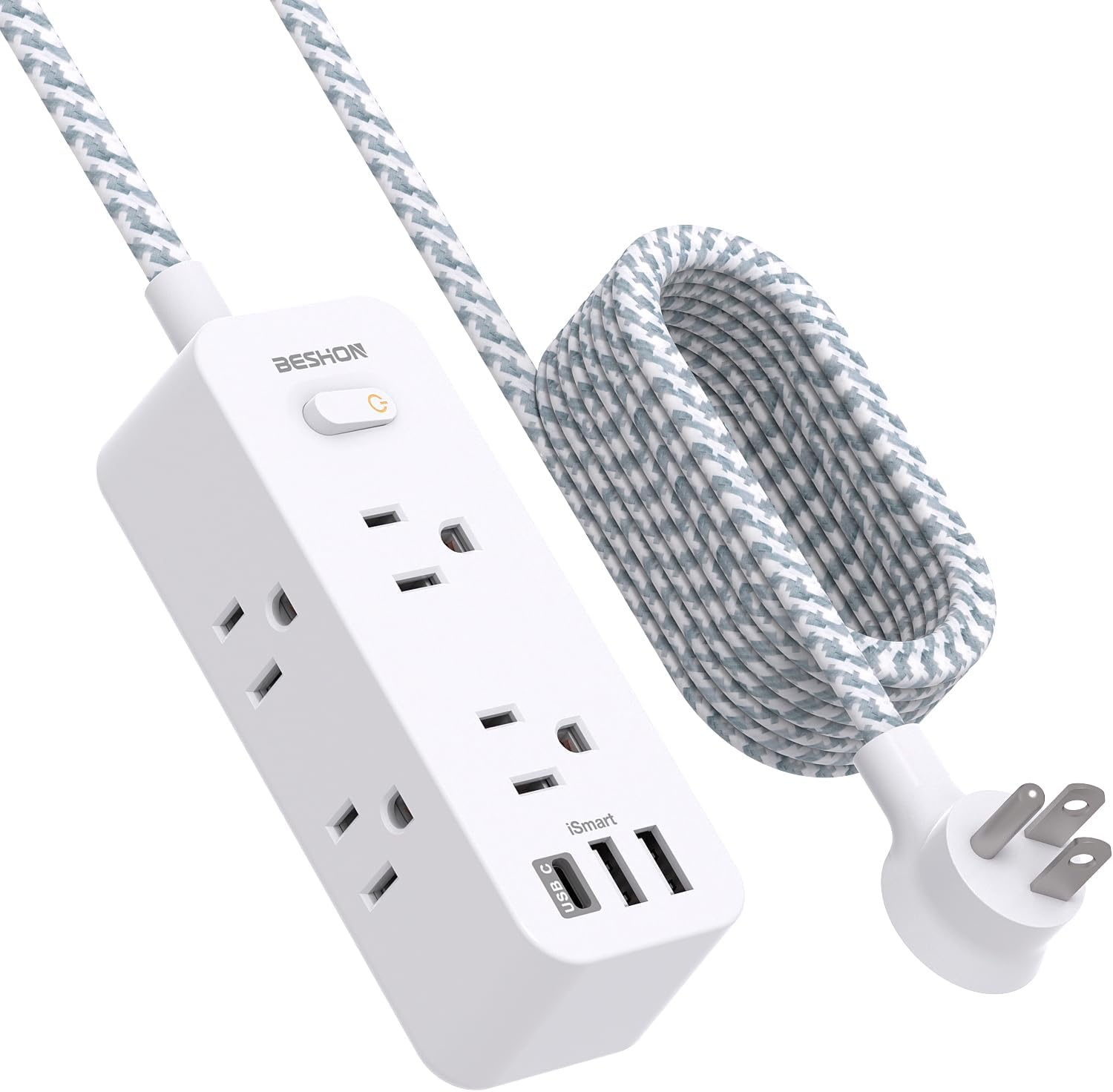 15Ft Extension Cord with 6 Outlets, 3 USB Ports, and Surge Protection-image