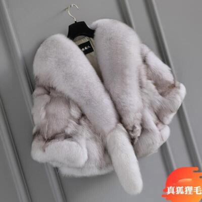 100% Real Genuine Coat Fox Fur Women's Fur Jacket Luxury Fluffy FUR Overcoat