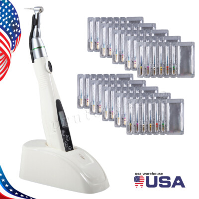 Dental Cordless LED Endo Motor 16:1 Contra Angle/10 X NX-E3 25MM Endo NITI Files