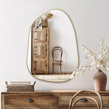 Asymmetrical Gold Wall Mirror, 28''X20'' Decorative Modern Home Decor