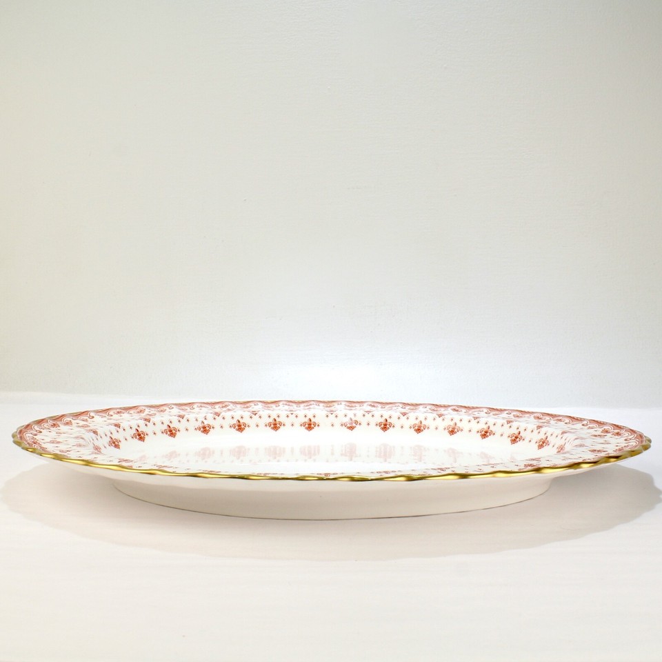 Spode Fleur de Lys Red Bone China 16" Oval Serving Platter - Gold Trim ...