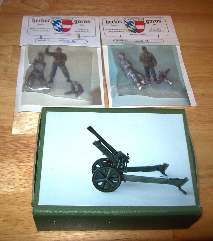 54MM 1/32 METAL HECKER GOROS WW2 GERMAN 7.5cm GEBIRGSGESCHUTZ & 2 MAN GUN CREW