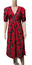 NWT Walter Baker Red Flower Printing Fabienne Dress Bold Persimmon Size S 268