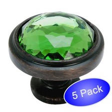 5 Pack Cosmas 5317ORB-EM Oil Rubbed Bronze Emerald Glass Round Cabinet Knob
