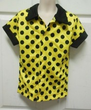 BoysSnapfront Dance shirt Yellow Black Dots Collar 50's feel