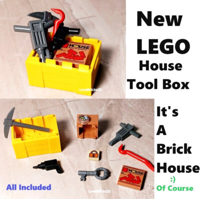 New LEGO Tool Box Crate BRICK HOUSE BUILDING SET Lot of 10 Lock Key Bee Drill