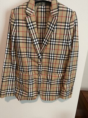 【関税込み】BURBERRY Check wool tailored blazer AUTHENTIC Women's Burberry Checked Tailored Blazer - NWOT