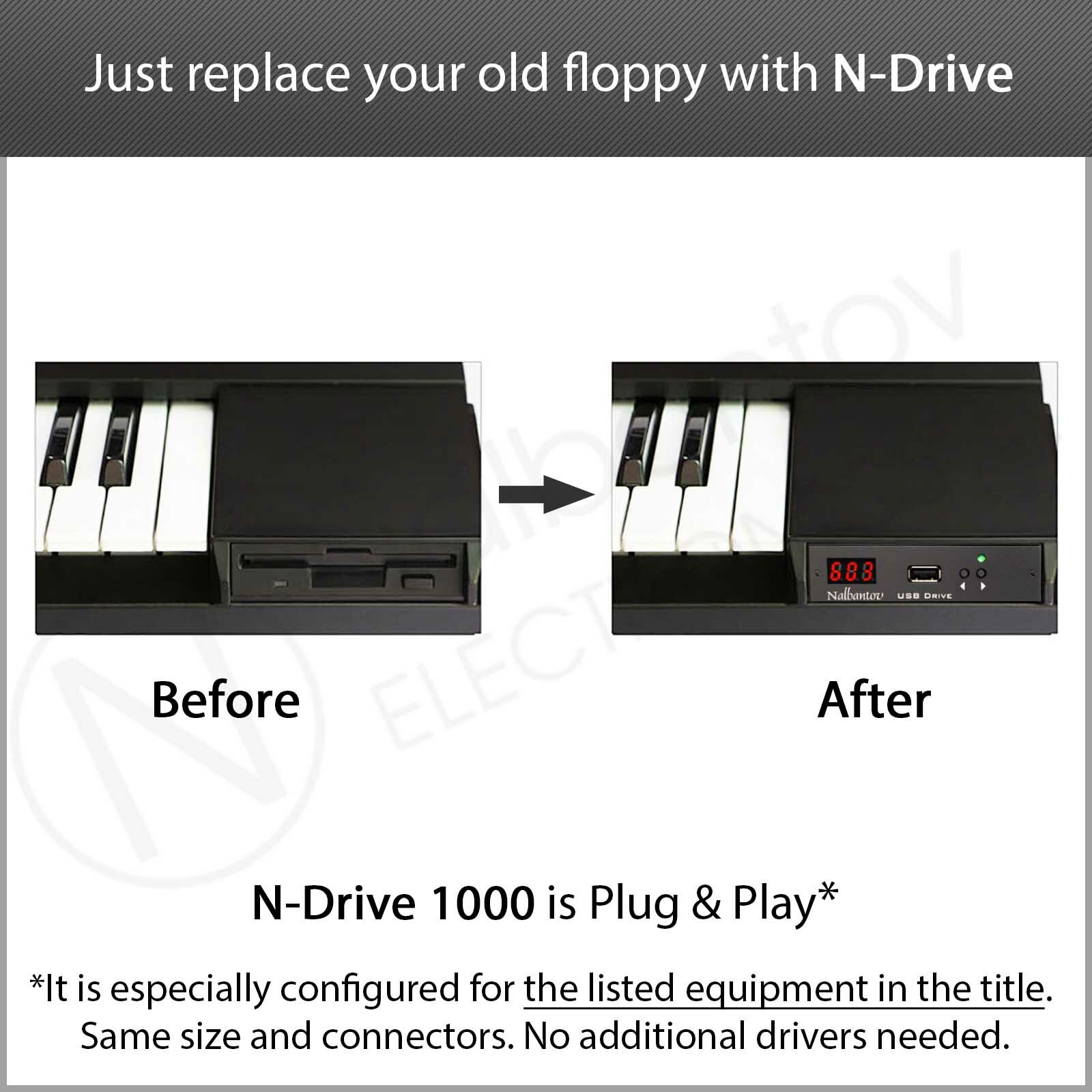 Floppy Disk USB Emulator NDrive 1000 for Yamaha QY300, PSR SQ16, PSR