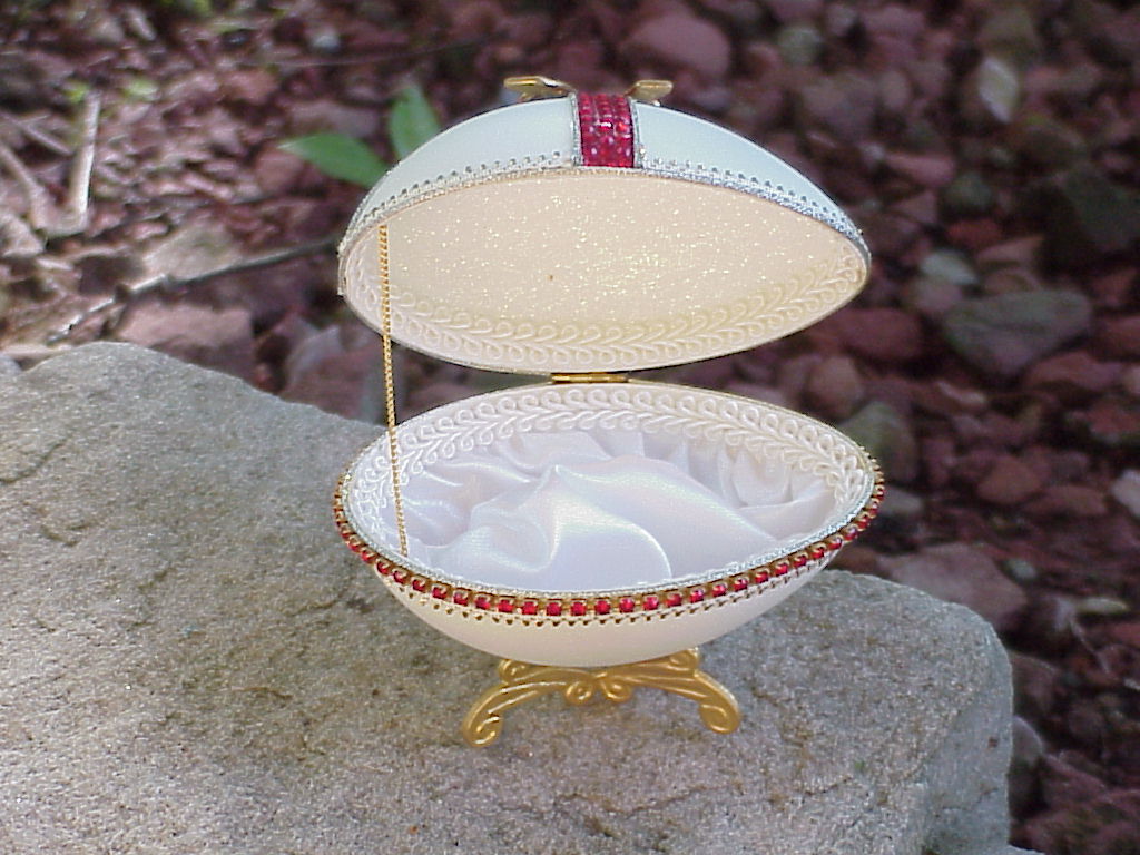 Decorated REAL Goose Egg Jewelry/Keepsake/Trinket Gift Box Red Bow eBay