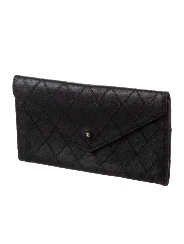 Authentic CHANEL Vintage Diamond Stitch CC Envelope Long