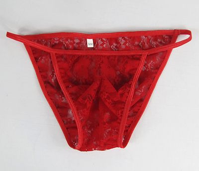 K342 G3429 Men's String Bikini Contoured Pouch stretchy Lace Floral