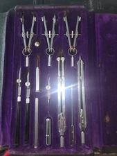 Vintage  Antique DIETZGEN "KROMET" 1057 KC Drafting Tool Set Germany