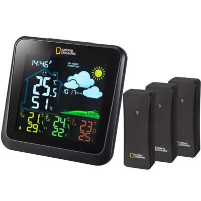National Geographic VA Farb-LCD-Wetterstation inkl. 3 schwarzen Sensoren 9070710