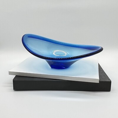 Vintage Ikea Design Glasschale Entwurf Lotta Petterson 1990er Jahre Blau Schale