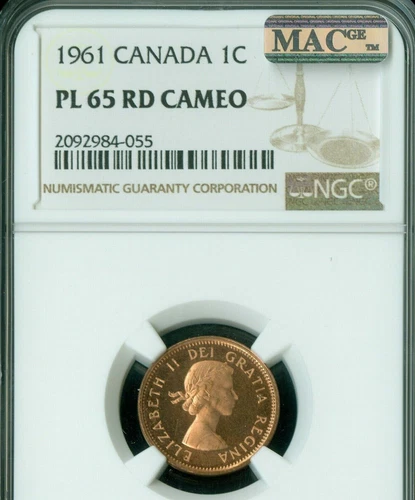 1961 CANADA CENT NGC PL65 CAMEO MAC SPOTLESS RARE   *