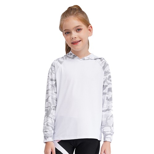 Kids Girls Boys UPF Sun Shirt Long Sleeve Hooded Sun Protection Rash Guard Shirt - Picture 27 of 45