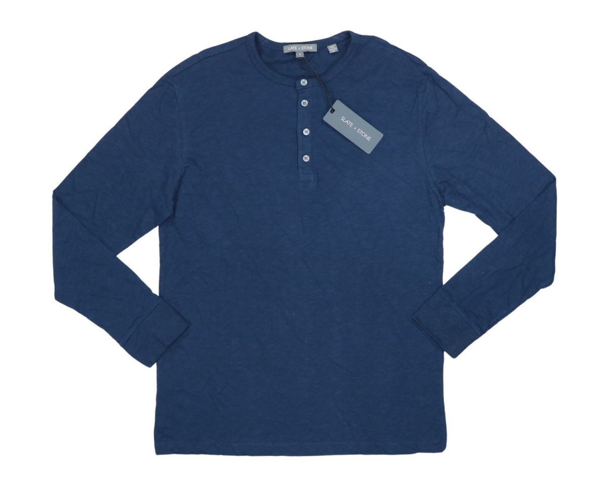 Slate Stone Jersey Knit 4-Button Henley Long Sleeve Men's Shirt S NWT Navy
