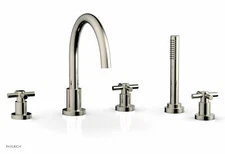 Phylrich D2134C1TO_ 014 BASIC DeckTub Set with Hand Shower Tubular Cross Handles