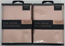 2PK Kitsch The Satin Pillow Case ~ 26" x 19" ~ BLUSH ~ FAST SHIPPING ~ NEW