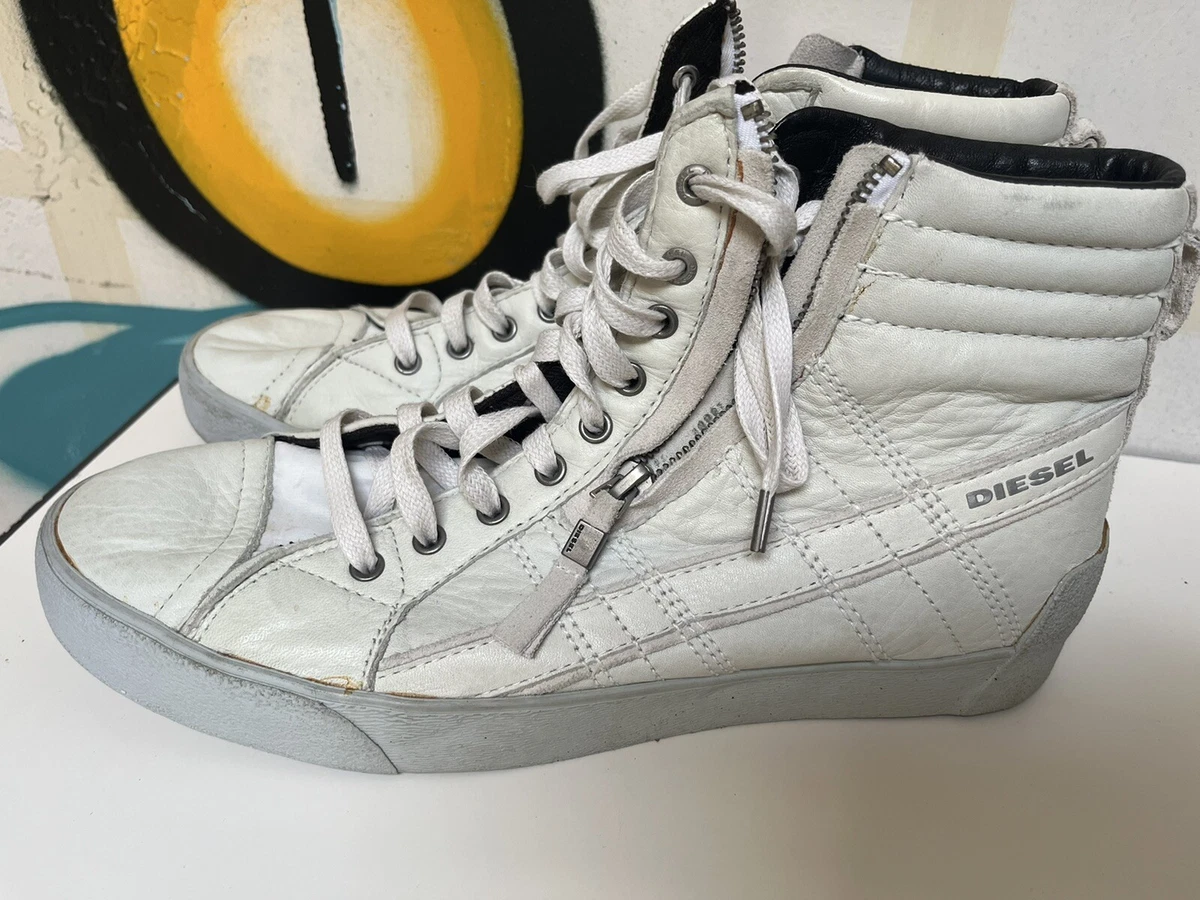 Diesel Men s Rn 93243 D String White High Top Shoes Sneakers Size