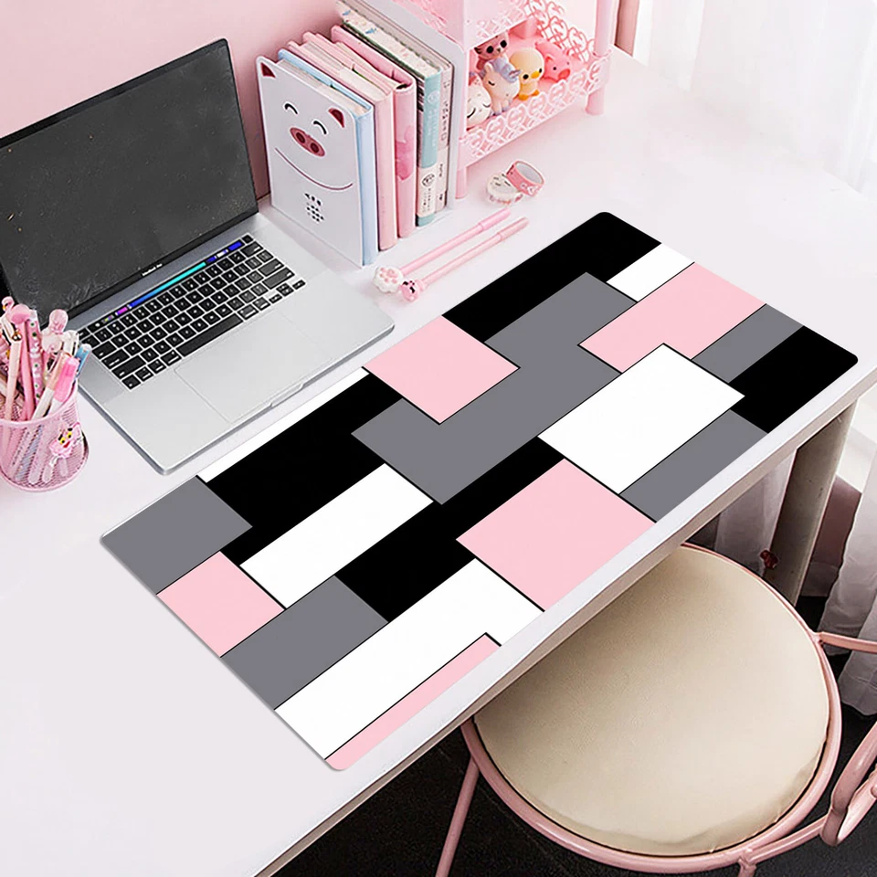Black and Gray Mouse Pad Pink Geometric Mouse Pad for Keyboard and Desk Mat - Image 3 of 4