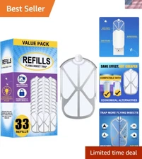 33 Pack Flying Insect Trap Refills Non-Toxic Sticky Cartridges Easy Install