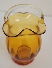 Amber Blown Glass Mini Basket 5 Tall