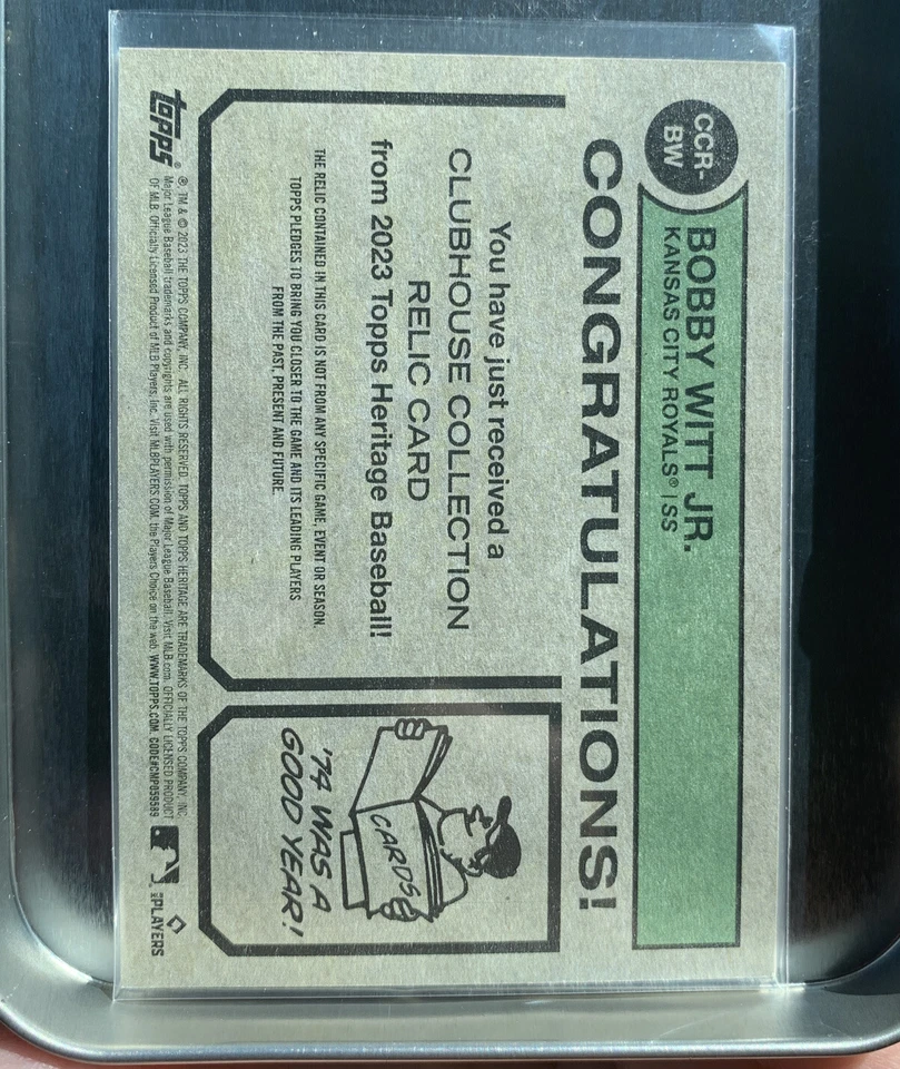 2023 Topps Heritage BOBBY WITT JR. Clubhouse Collection Gold jersey relic /99 - Image 2 of 2