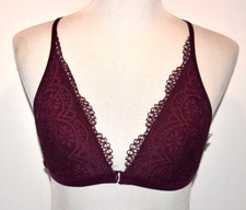 Victoria's Secret Body By Victoria Bralette M Maroon Racer Back Front Close Bra