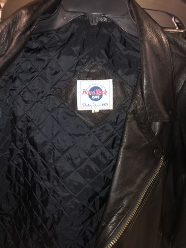 Hard Rock Cafe Vintage Leather Biker Jacket Sydney Australia 1992 Men’s Sz Large - Picture 11 of 14
