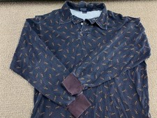 Polo Ralph Lauren Equestrian Long Sleeve Shirt Horse All Over Print Blue VTG