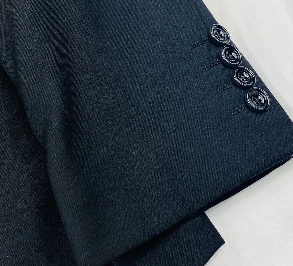 Blazer masculino Hardy Amies preto lã pura ajuste Brinsley 38R novo com etiquetas - Imagem 2 de 4