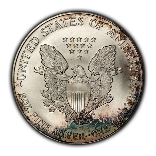 1997 1 oz Silver American Eagle - Neon Rim Toning - BU - SKU-E3433