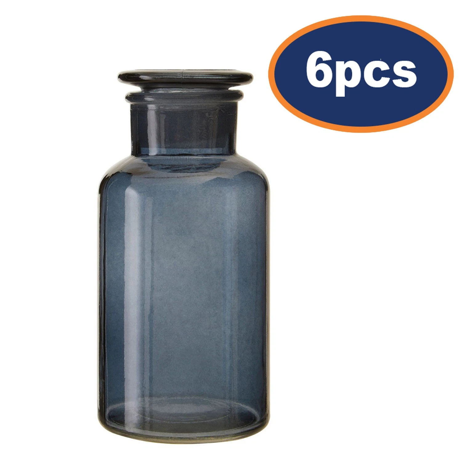 6pcs Apothecary Large Jar 500ml Grey Embossed Glass Reagent Bottle Cosmetic