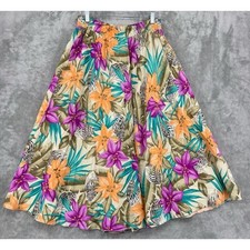 Vintage Evan Picone Skirt Large Tropical Floral Modest Pleated Office Resort