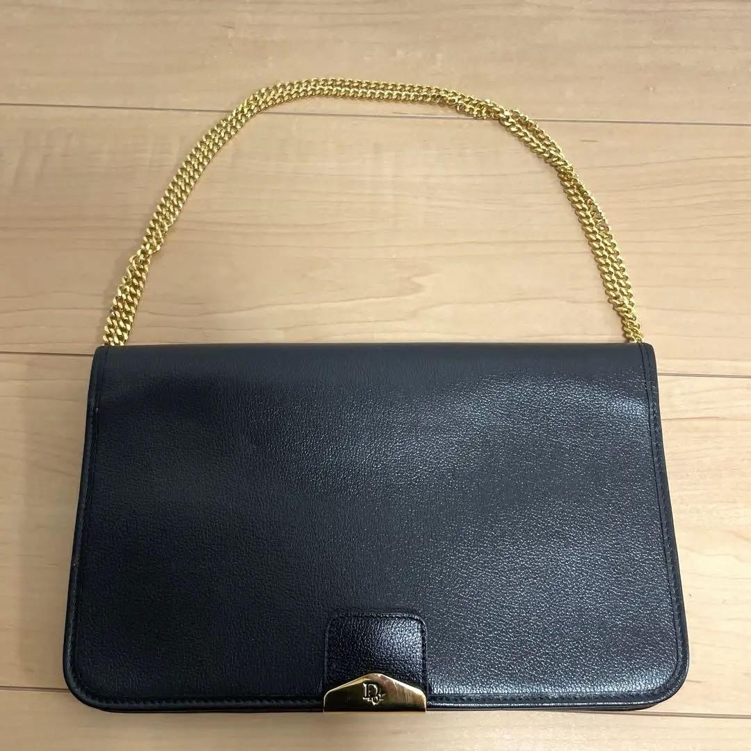 Dior Black Leather 2-Way Shoulder Bag Authentic F07141308