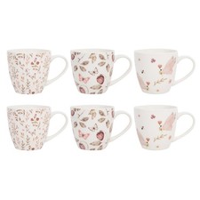Strawberry Floral Mug Set of 6 Butterfly Afternoon Tea Cup Coffee New Bone China
