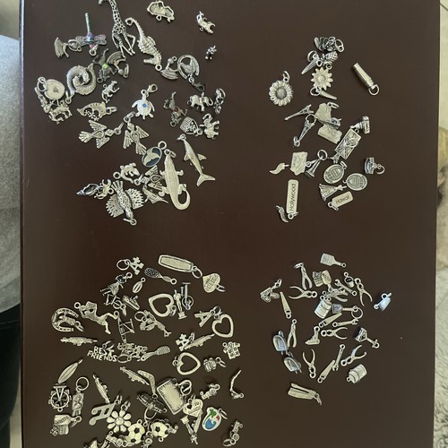 Large Vintage Silver tone Charms Pendants Lot 130+ Never Used Old Stock