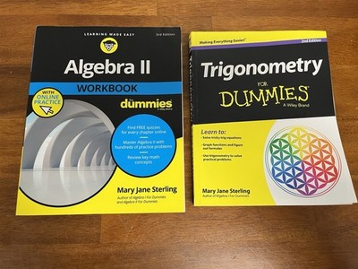 For Dummies Algebra II Workbook 3rd Ed + Trigonometry 2nd Ed Sterling PB Lot 2