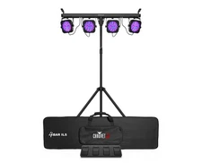 CHAUVET DJ 4BAR ILS Tri-Color RGB Wash Light Setup w/Tripod Stand+Bag+Footswitch