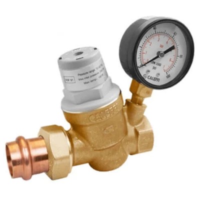 Caleffi 533651HA PresCal Compact Pressure Reducing Valve with Gauge, 3/4'' Press