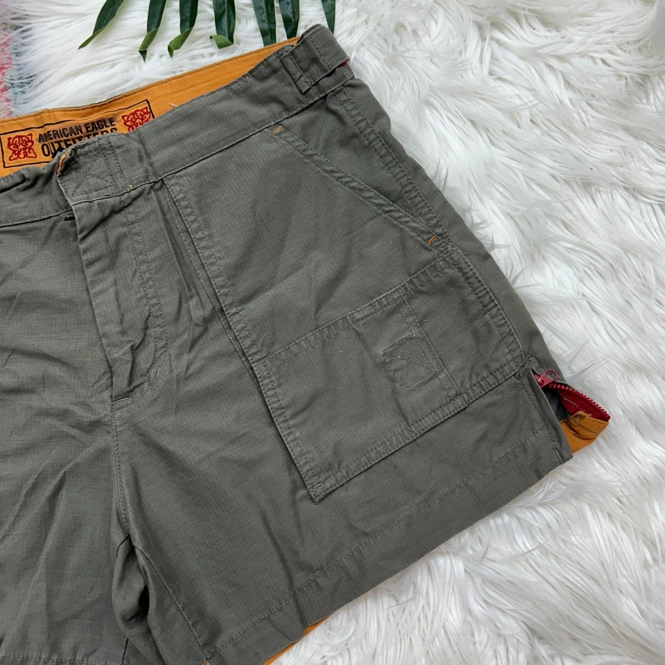 Vintage Y2K 2000s AE American Eagle Green Cargo Shorts 4 Pockets Casual Summer - Image 4 of 4