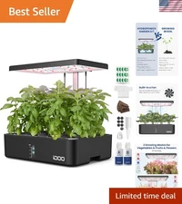 Hydroponics System Kit, Indoor Herb Garden, LED Light