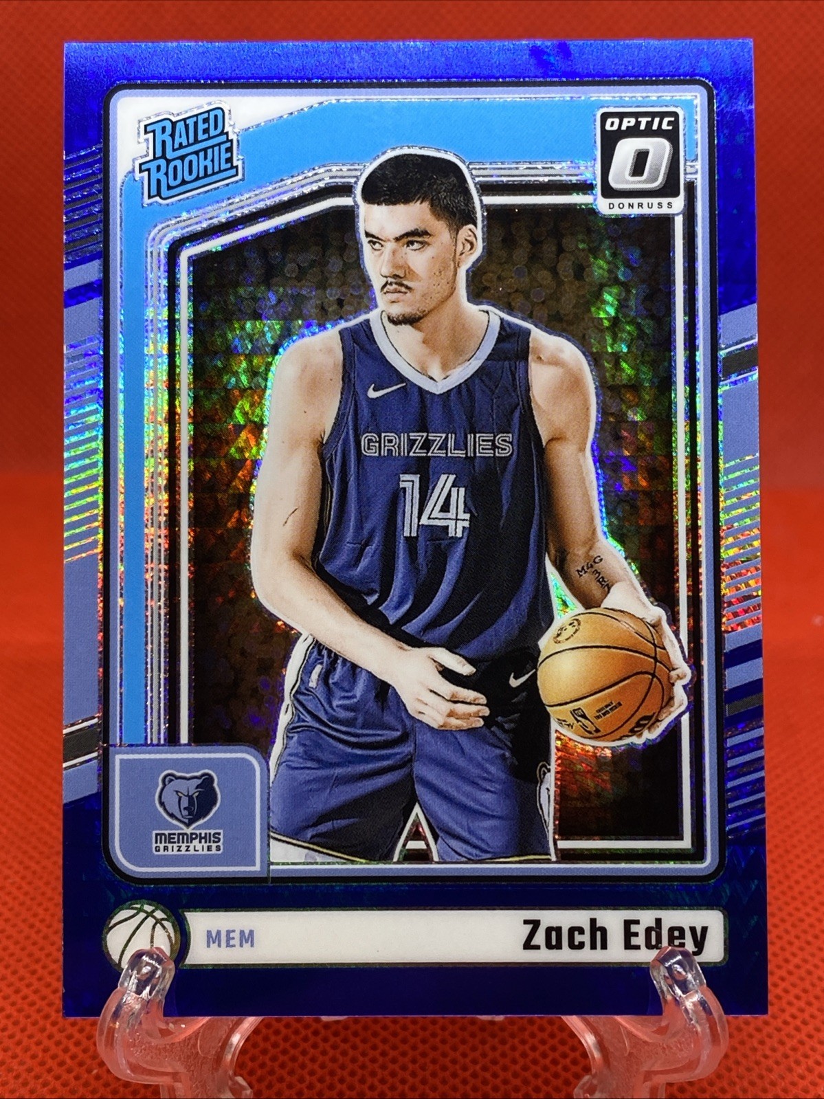 2024-25 Panini Optic- Zach Edey (030/175) Hyper Blue Prizm Rated Rookie #288
