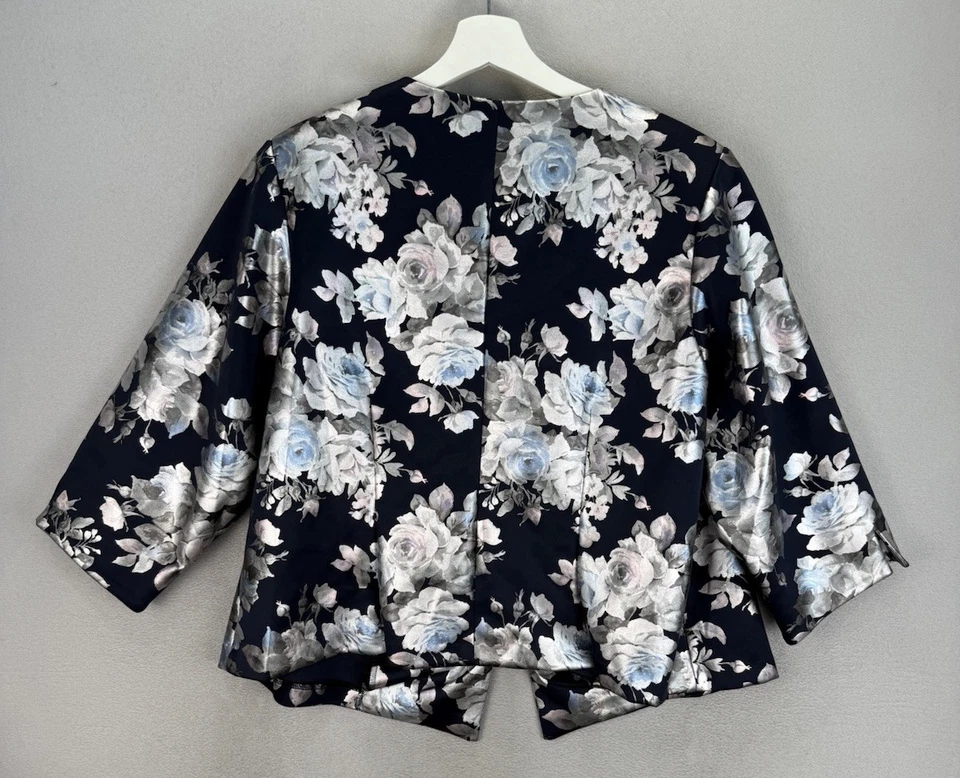 Chaqueta Blazer Jessica Howard Para Mujer Talla Grande 16W Azul Estampado Floral Nueva con Etiquetas Foto 3 de 4