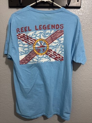 Reel Legends Shirt Mens Medium Blue Florida State Flag Fishing Performance Tee M