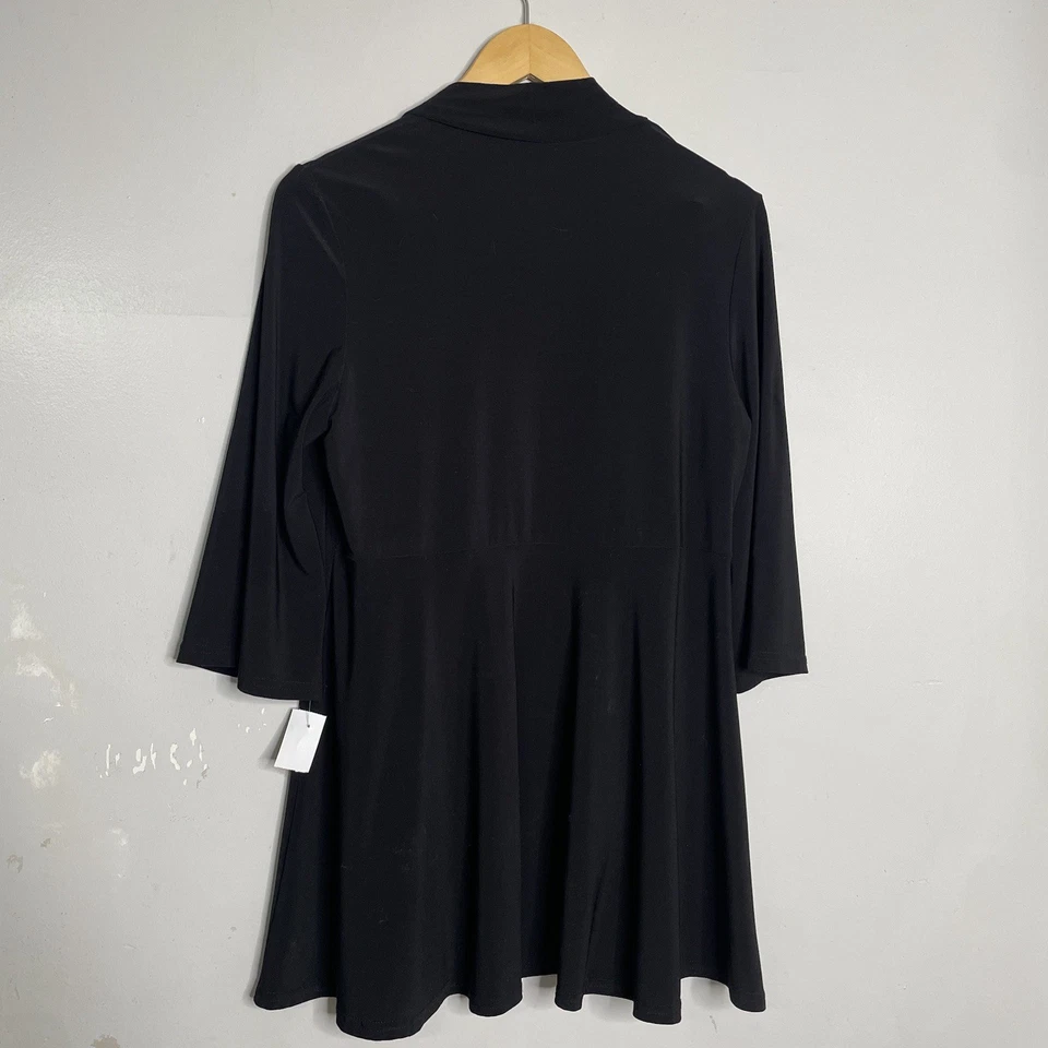 Chaqueta tejida de viaje Joseph Ribkoff negra manga 3/4 jersey abierto para mujer talla 12 Foto 2 de 4